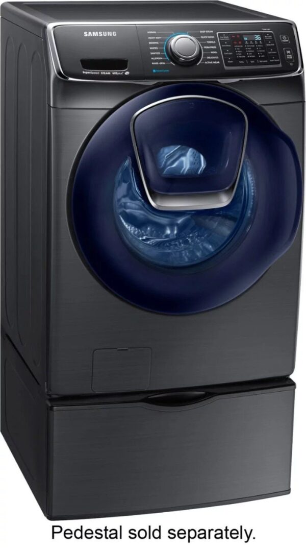 Samsung – 4.5 Cu. Ft. High Efficiency Stackable Front Load Washer with Steam and AddWash – Black stainless steel - Image 3