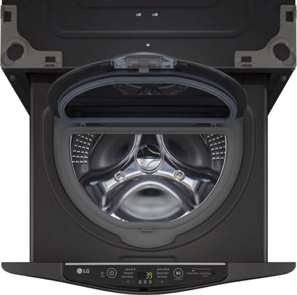 LG – SideKick 1.0 Cu. Ft. High-Efficiency Smart Top Load Pedestal Washer with 3-Motion Technology – Black steel - Image 14