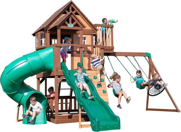 Backyard Discovery Skyfort III Cedar Swing Set w/ Tube Slide – DIY - Image 7